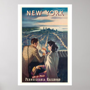 Affiche New York Voyage en Train Pennsylvania Railroad Vin