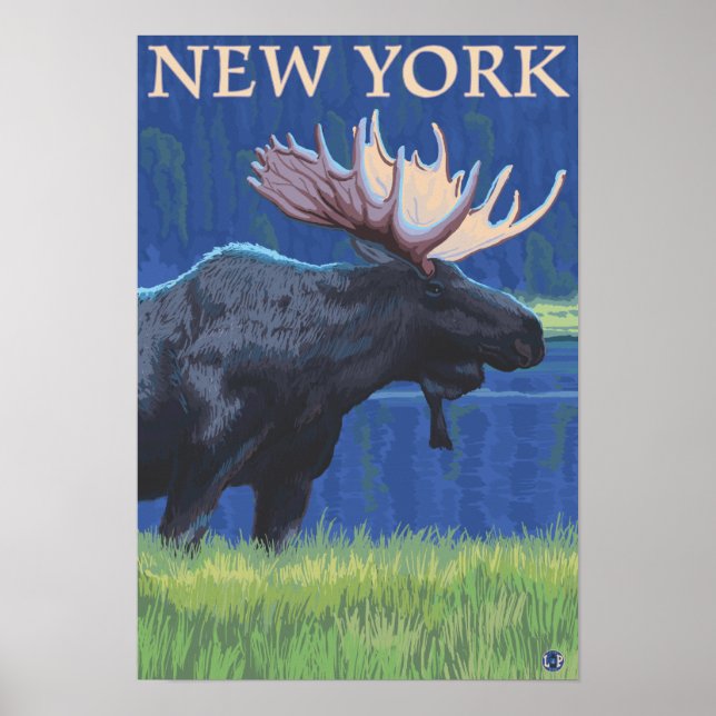 Affiche New YorkMoose au clair de lune (Devant)