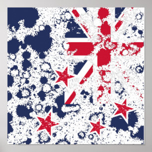 Affiche New Zealand FLAG KCALIMA, effet par Masanser