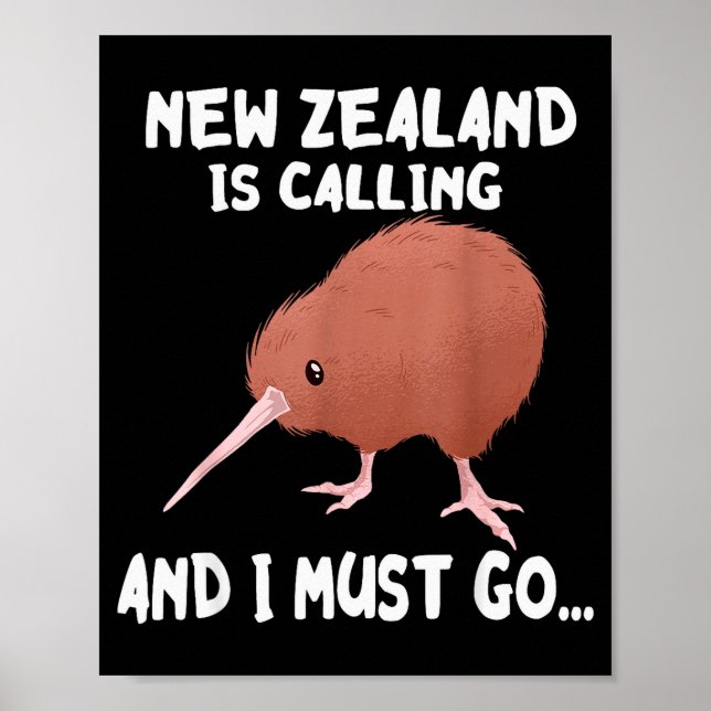 Affiche New Zealand Is Calling Kiwi Bird Wildlife Animal  (Devant)