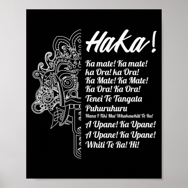 Affiche New Zealand Maori Haka - Ka Mate Rugby Tee  (Devant)