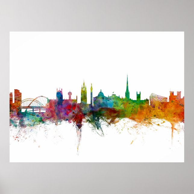 Affiche Newcastle England Skyline (Devant)