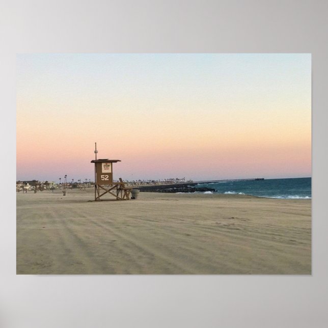 Affiche Newport Beach at Sunset, Californie (Devant)