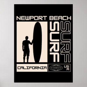 Affiche Newport Beach California USA Surf