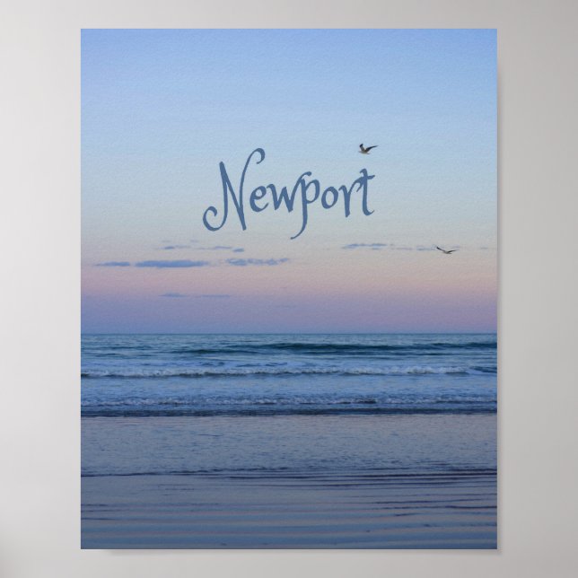 Affiche Newport Beach Californie Ocean Sunrise Blue (Devant)