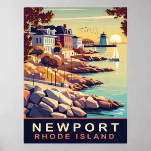Affiche Newport, Rhode Island, côte, Voyage
