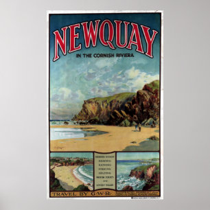 Affiche Newquay vintage dans le voyage cornouaillais de la