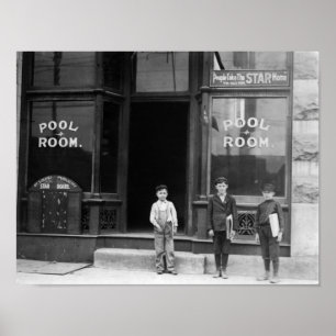 Affiche Newsies en dehors d'une salle de piscine - St