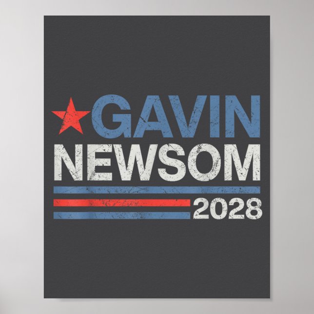 Affiche Newsom 2028 President 48 Us Flag Election Campaign (Devant)