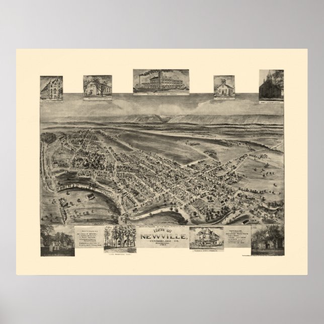 Affiche Newville, PA Carte panoramique - 1903 (Devant)