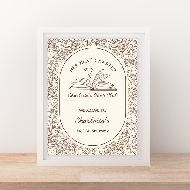 Affiche Next Chapter Brown Book Bridal Shower Welcome (Next Chapter Brown Book Bridal Shower Welcome Poster)