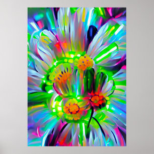 Affiche Nez des marguerites Abstraites aux couleurs vives