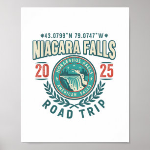 Affiche Niagara Falls 2025 Coordonnées Voyage routier Souv