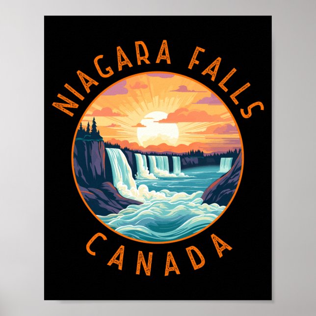 Affiche Niagara Falls Canada Retro Distressed Circle  (Devant)