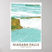 Niagara Falls Horseshoe Falls Travel Art Vintage