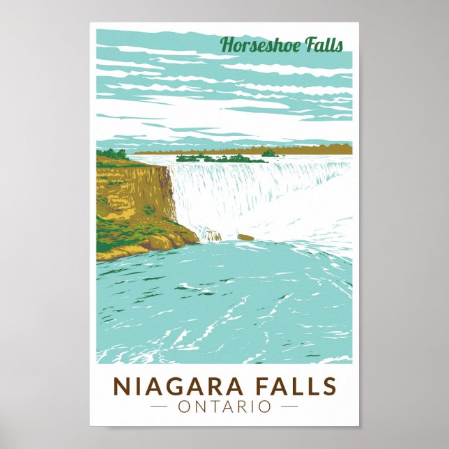 Affiche Niagara Falls Horseshoe Falls Travel Art Vintage (Devant)