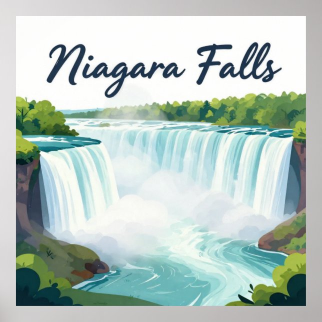 Affiche Niagara Falls Painterly Landscape Illustration (Devant)