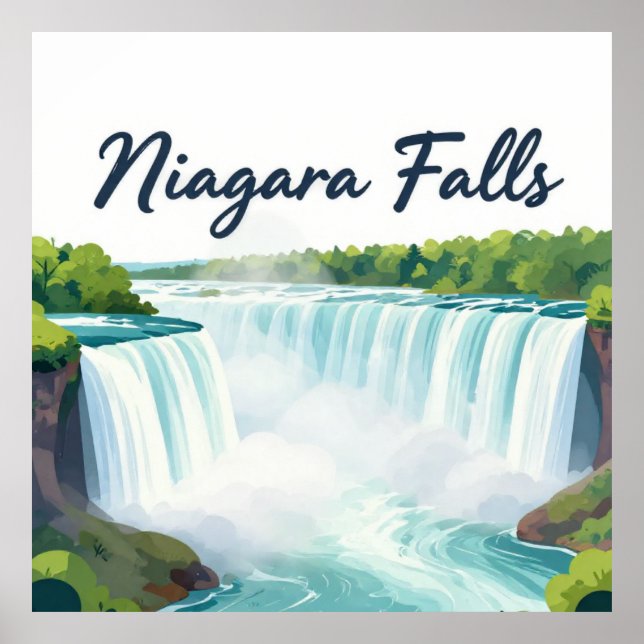 Affiche Niagara Falls Painterly Landscape Illustration (Devant)