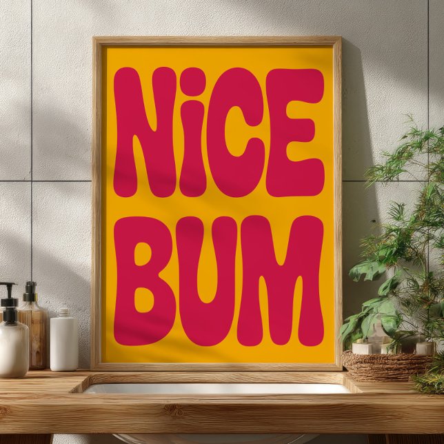 Affiche NICE BUM Funny Bathroom Humor Retro Minimalist  (Créateur téléchargé)