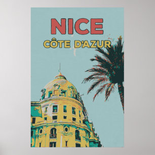 Affiche Nice Côte d'Azur Negresco illustration France