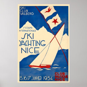 Affiche Nice Côte d'Azur Ski Yachting Voile Mer