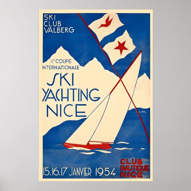 Affiche Nice Côte d'Azur Ski Yachting Voile Mer (Devant)