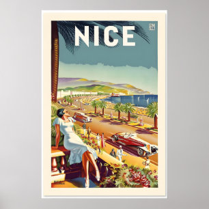 Affiche Nice France930s Style Vintage Plage de la Côte d'A