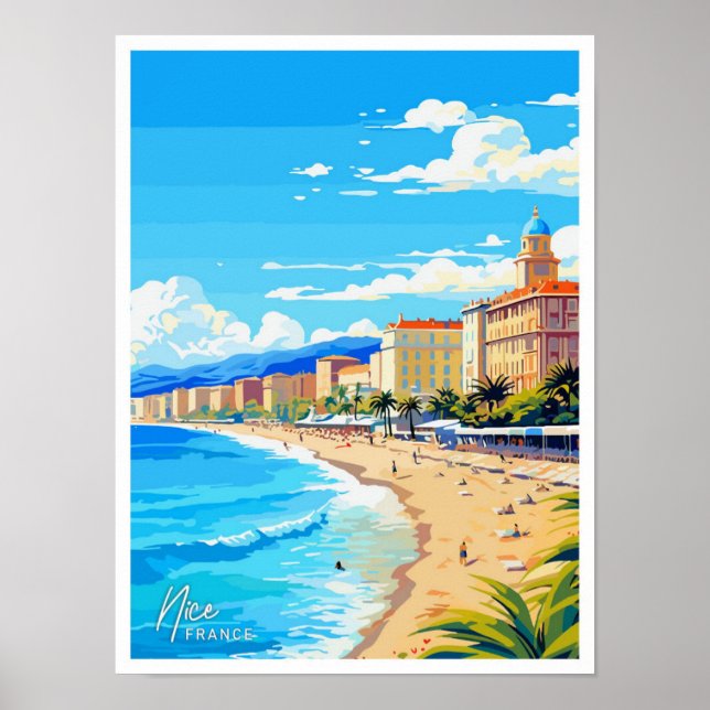 Affiche Nice France Angleterre Voyage Vintage illustration (Devant)