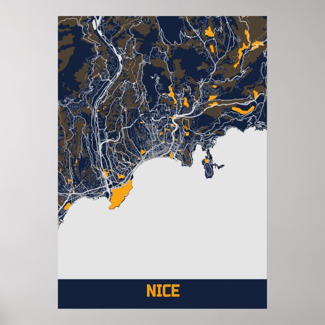 Affiche Nice - France Carte de la ville Bluefresh (Devant)