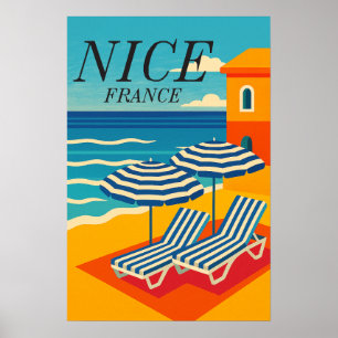 Affiche Nice France Coloré Voyage Rétro