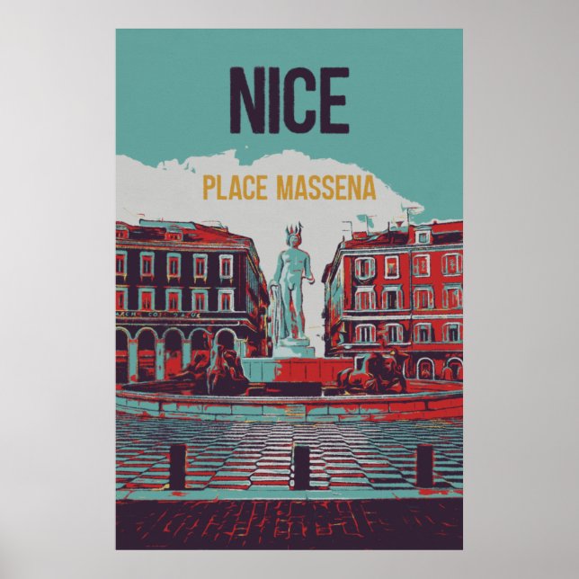Affiche Nice Massena Carré illustration France (Devant)