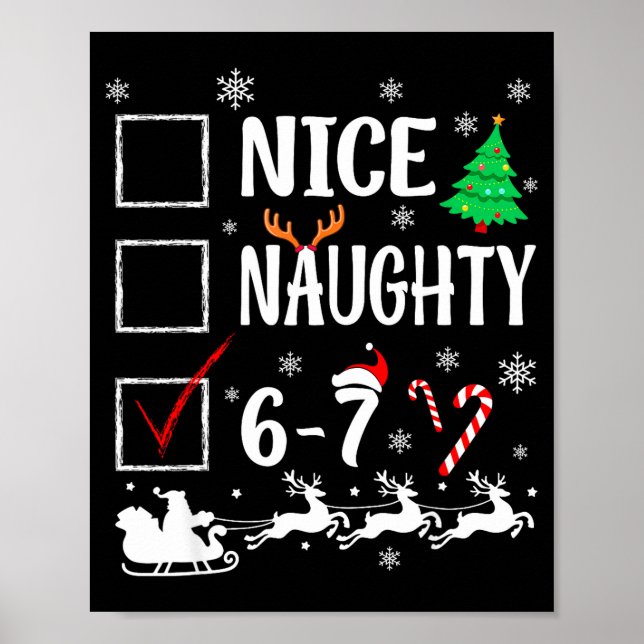 Affiche Nice Naughty 67 Funny Christmas Brainrot Six Seven (Devant)