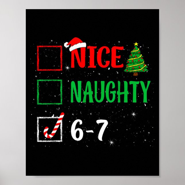 Affiche Nice Naughty 67 Funny Christmas Brainrot Six Seven (Devant)