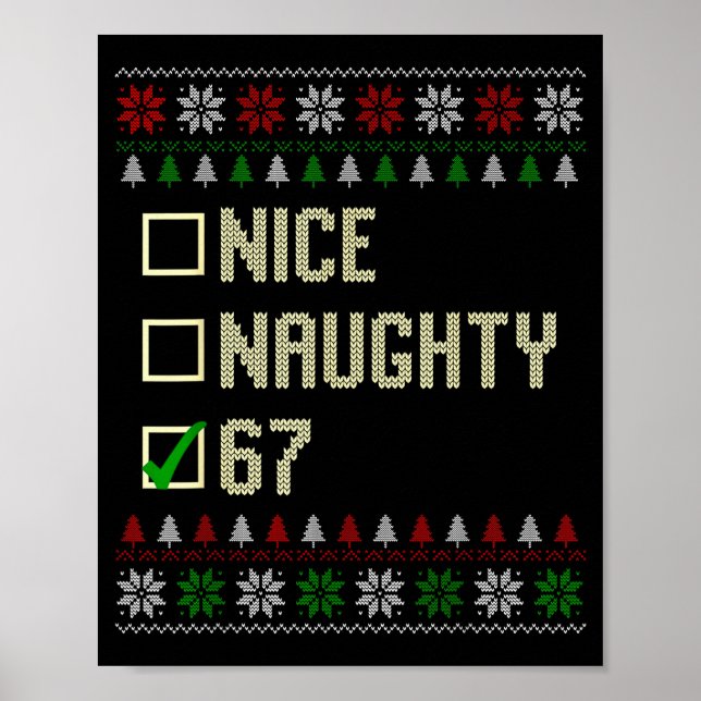 Affiche Nice Naughty 67 Funny Ugly Sweater Slang Brainrot  (Devant)