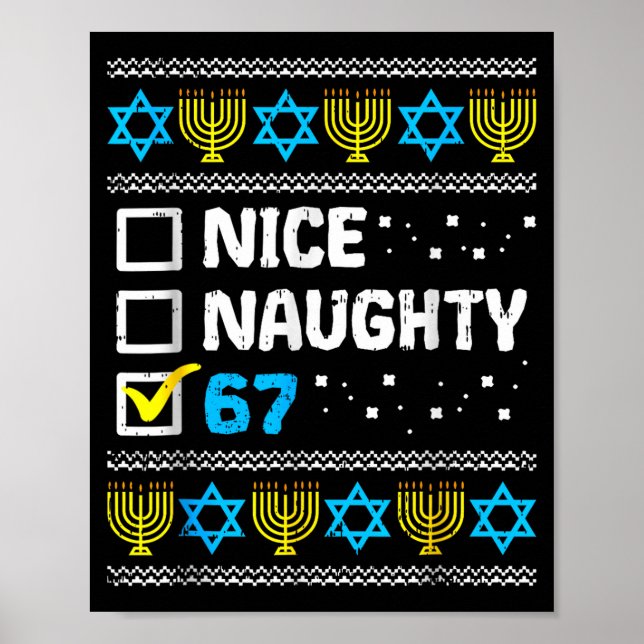 Affiche Nice Naughty 67 Six Seven Ugly Hanukkah Sweater Ch (Devant)