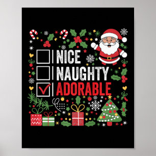 Affiche Nice Naughty Adorable Funny Noël Père Noël