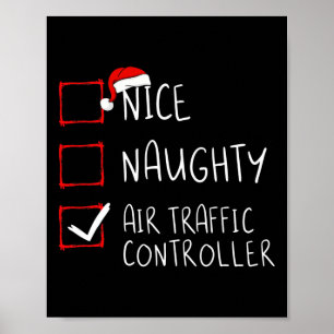 Affiche Nice Naughty Air Traffic Controller Liste de Noël