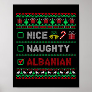 Affiche Nice Naughty Albanie Liste de contrôle de Noël Alb