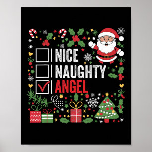 Affiche Nice Naughty Angel Funny Noël Père Noël