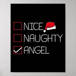 Affiche Nice Naughty Angel Noël Pyjama Drôle Humour X-