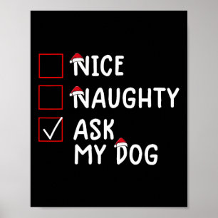 Affiche Nice Naughty Ask Chien mignon Noël