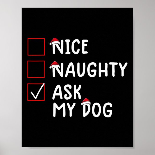 Affiche Nice Naughty Ask Chien mignon Noël (Devant)