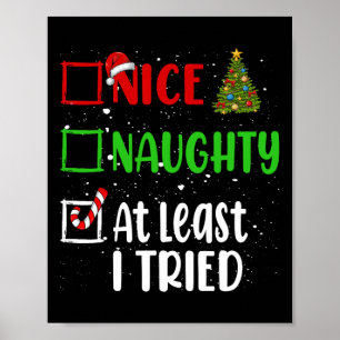 Affiche Nice Naughty Au Moins J'Ai Essayé Liste De Noël Va