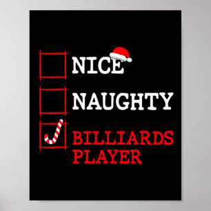 Affiche Nice Naughty Billiards Joueur Noël Père Noël Clau