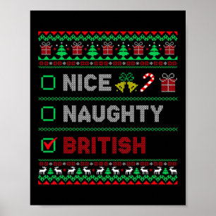 Affiche Nice Naughty British Christmas Checklist Angleterr