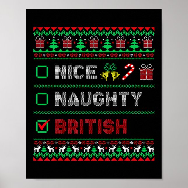 Affiche Nice Naughty British Christmas Checklist Angleterr (Devant)