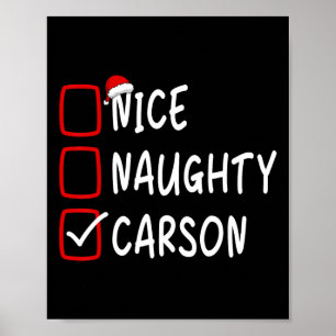 Affiche Nice Naughty Carson Nom Personnalisé Noël Ch