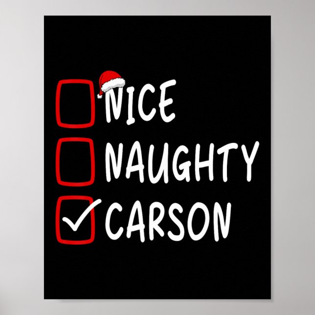 Affiche Nice Naughty Carson Nom Personnalisé Noël Ch (Devant)