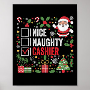 Affiche Nice Naughty Cashier Funny Noël Père Noël T