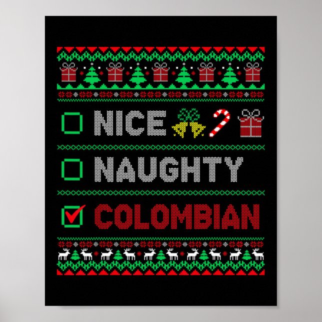 Affiche Nice Naughty Colombian Christmas Checklist Colombi (Devant)